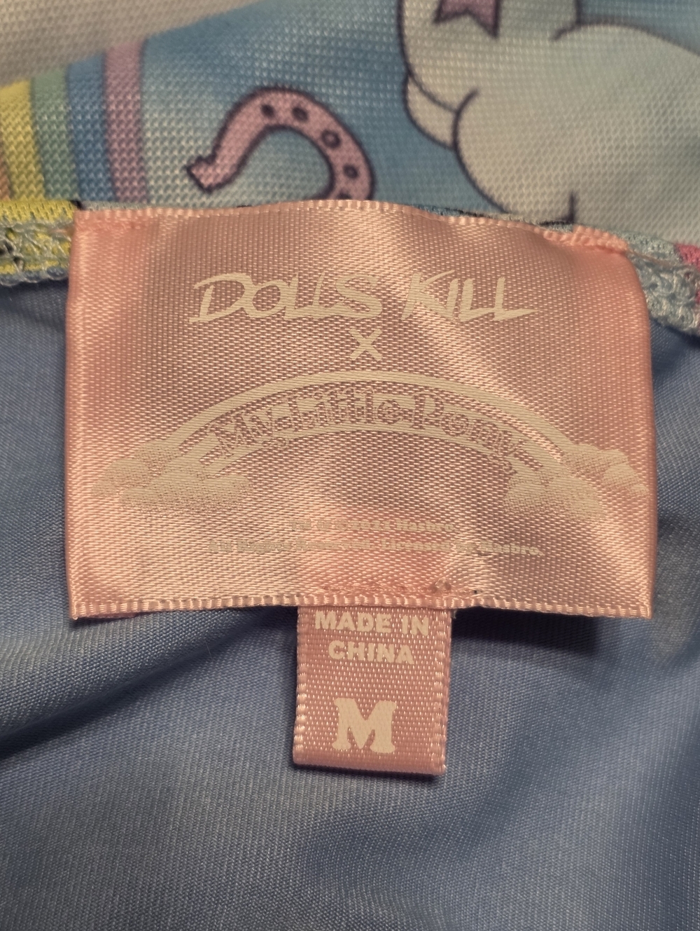 Dolls Kill x My Little Pony Rainbow Chaser Mesh Mini Dress Blue Size Medium - Picture 4 of 7